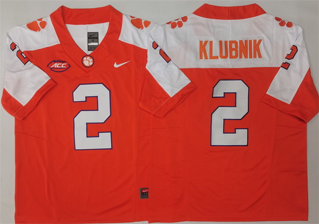 Men's Clemson Tigers #2 Cade Klubnik Orange/White F.U.S.E. Stitched Football Jersey